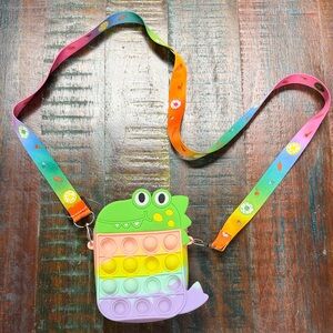 Kids Rainbow Crocodile Pop-It Crossbody Bag - Multicolor Silicone